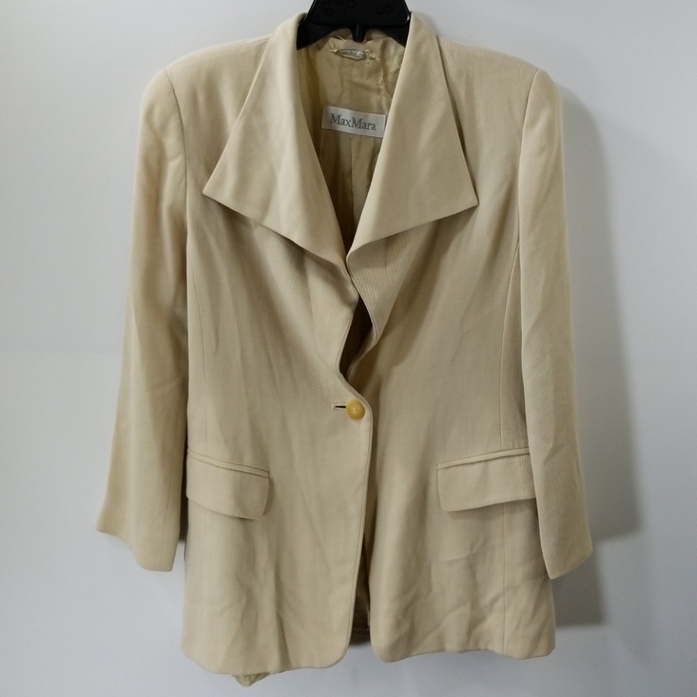 MaxMara Cream Solid Button Blazer Size 4